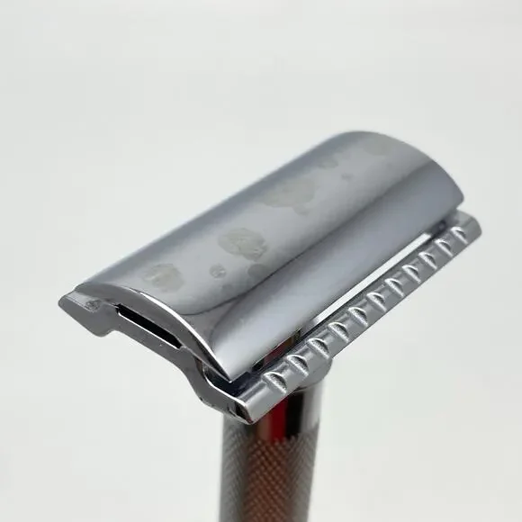 Vintage MERKUR Germany Chrome Double Edge Twist Handle Razor + Gillette Blades